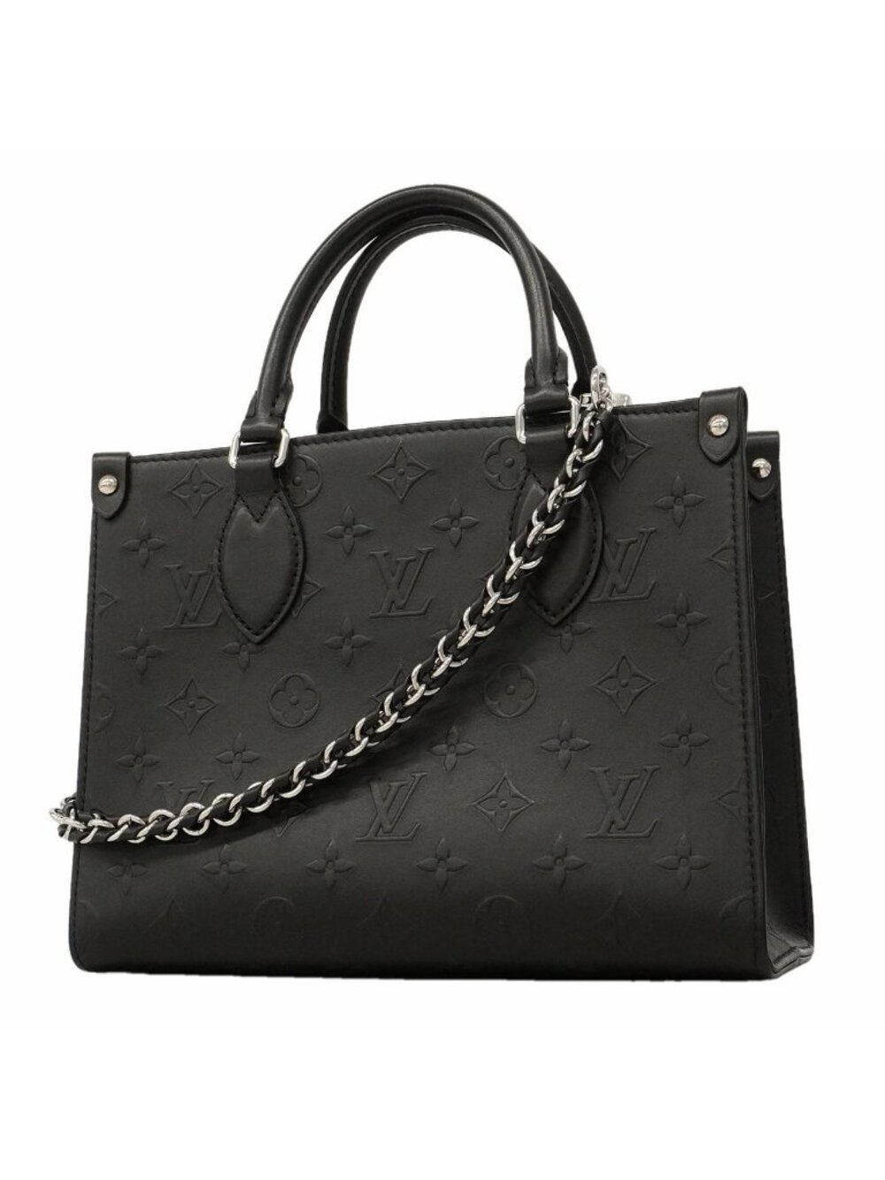 Louis Vuitton Handbag Monogram Gold On The Go PM Black 2-Way Bag